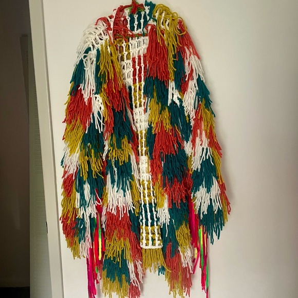 Mamie Ruth Colorful Yarn Fringe Kimono - Picture 2 of 7
